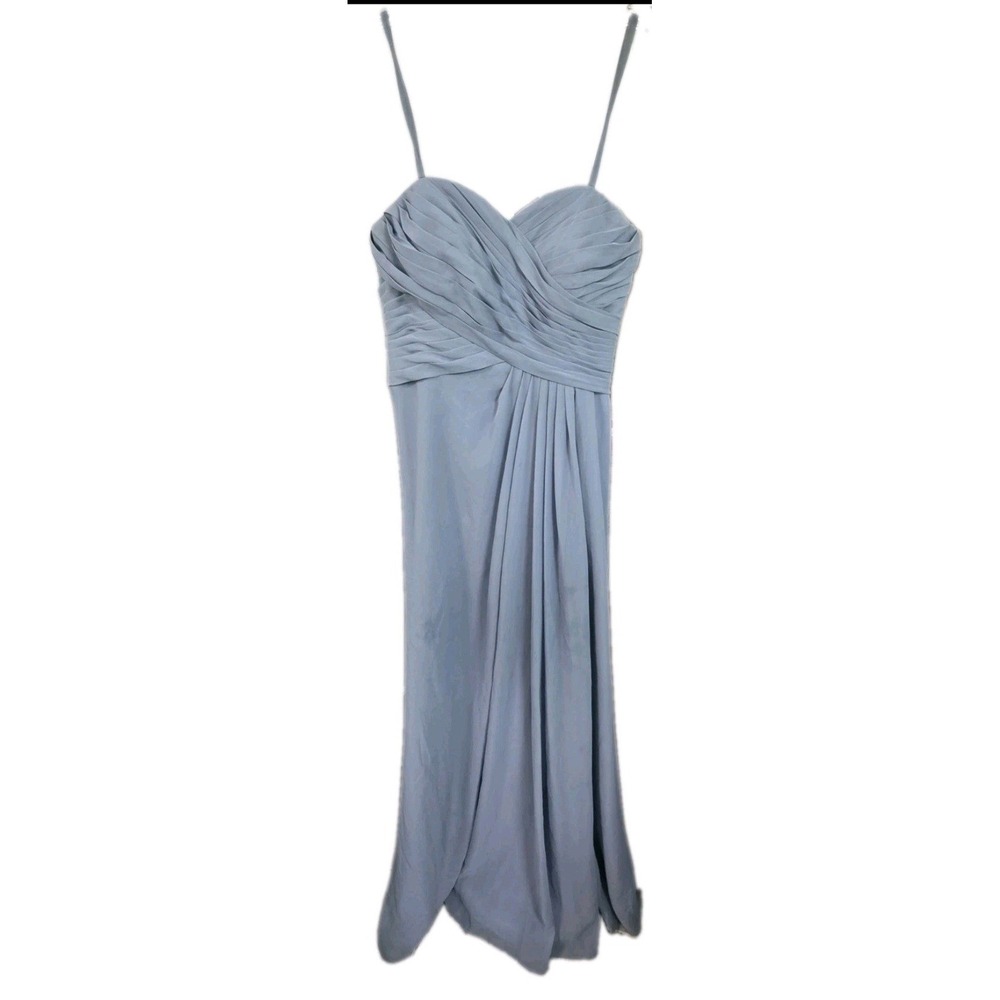 Azazie Light Blue Pleated Sweetheart Bridesmaid Dress Size A6 Formal Gown